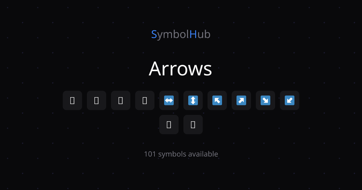Arrows → ← ↑ ↓ ↔ ↕ ↖ ↗ ↘ ↙ - Copy & Paste | SymbolHub