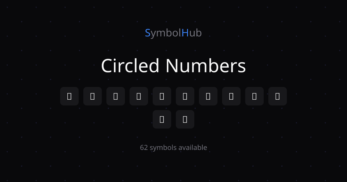 Circled Numbers ⓪ ① ② ③ ④ ⑤ ⑥ ⑦ ⑧ ⑨ - Copy & Paste | SymbolHub