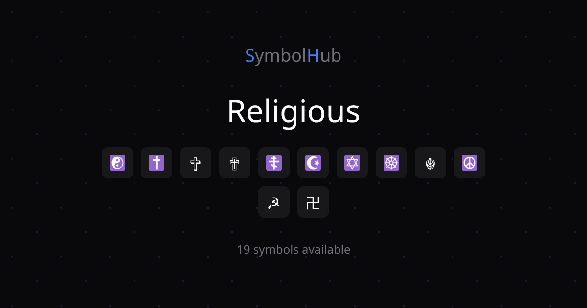 Religious ☯ ☦ ☪ ☸ ☬ ☮ - Copy & Paste | SymbolHub